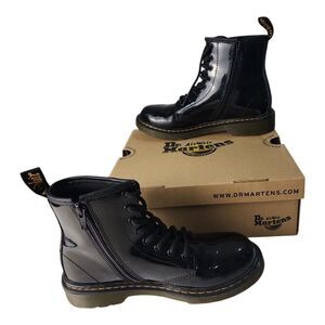 Dr. Doc Martens Air Wair Lace Up Boots 1460 J Sz B 4 G 5 Black Patent Leather
